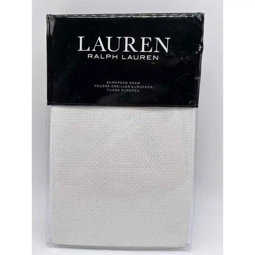 Ralph Lauren EDEN White/Blue Trim Pique EURO Sham 26x26 $135 NWT!